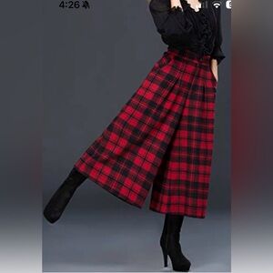 Women's Loose Wide Leg Culotte Wool Blend Cropped Pants see measurements